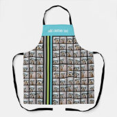 15フォトコラージュのグリッドとレーシングストライプグリッド エプロン (正面)