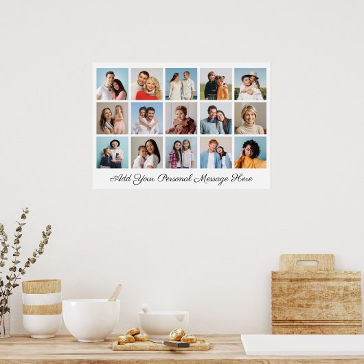 15フォトコラージュ自分の挨拶を追加 ポスター (キッチン)