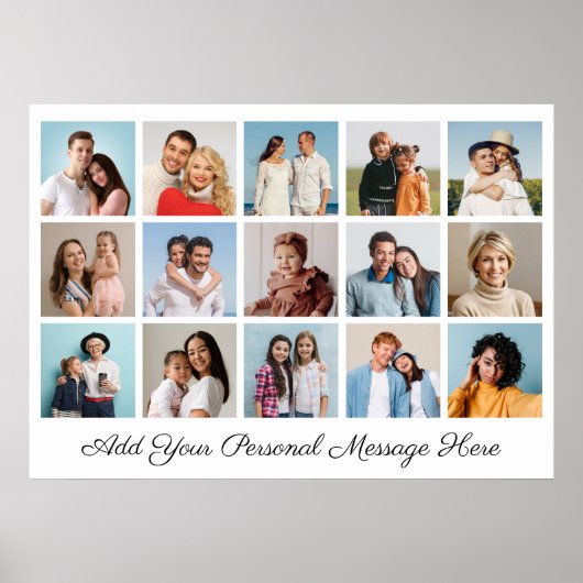 15フォトコラージュ自分の挨拶を追加 ポスター (正面)