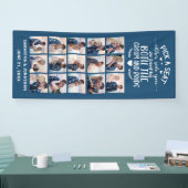 15フォトコラージュ青/白ようこそ私たち結婚の 横断幕 (トレードショー)