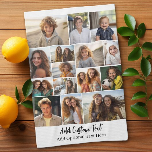 15フォトコラージュ – カスタム文字 – 白黒 キッチンタオル