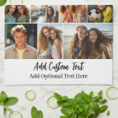 15フォトコラージュ – カスタム文字 – 白黒 キッチンタオル (折り畳み)