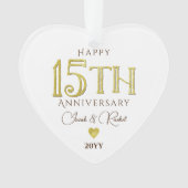 15モダン周年記念金ゴールド記念結婚酒 オーナメント (正面)