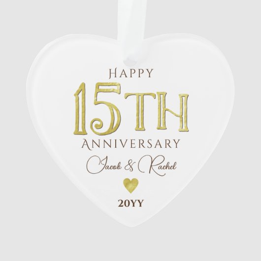 15モダン周年記念金ゴールド記念結婚酒 オーナメント (裏面)