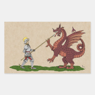 15世紀の聖ジョージとドラゴン 長方形シール