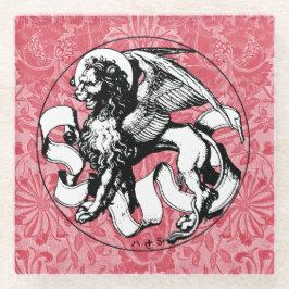 15世紀の聖マークのエンブレムウィングライオン ガラスコースター