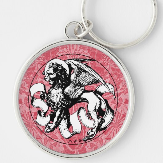 15世紀の聖マークのエンブレムウィングライオン キーホルダー (正面)