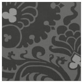 15世紀の花柄 - 黒とグレー ファブリック (クローズアップ)