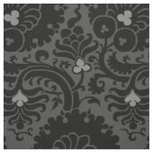 15世紀の花柄 - 黒とグレー ファブリック (見本)