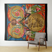 15世紀プリントカエサルの鳥の花など タペストリー (インサイチュ(横))