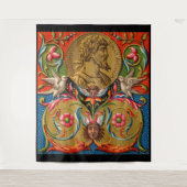 15世紀プリントカエサルの鳥の花など タペストリー (正面)