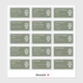 15個のゲスト結婚ネーム・アドレス・ステッカー シール (シート)