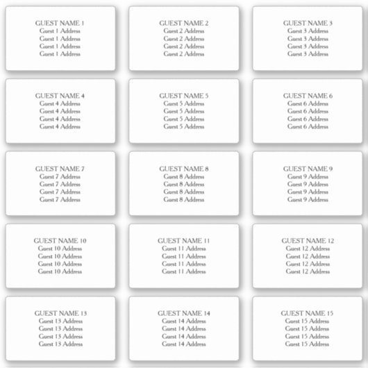 15個の封筒の日付住所 シールを保存する シール (正面)