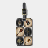 15匹の楽器の~の楽譜の背景 ラゲッジタグ (正面縦)