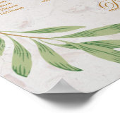 15卓の着席表 緑豊かな葉の装飾 ポスター (角)