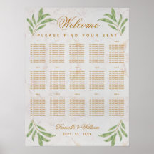 15卓の着席表 緑豊かな葉の装飾