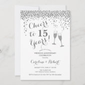 15周年おめでとう - シルバー ホワイト 招待状 (正面)