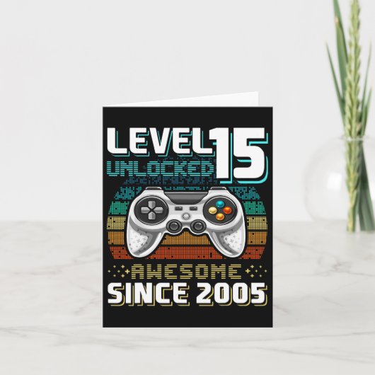 15周年おめでとう!2005年の最高のビデオゲームのロック解除 15歳の誕生日 カード (正面)