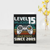 15周年おめでとう!2005年の最高のビデオゲームのロック解除 15歳の誕生日 カード (黄色い花)