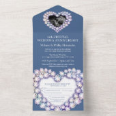 15周年クリスタル婚約記念日の青い写真 オールインワン招待状 (内側)