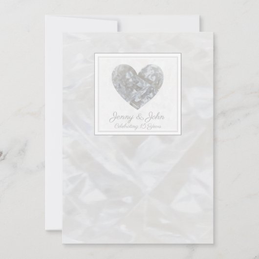 15周年クリスタル結婚記念日のハート招待状 招待状 (正面)