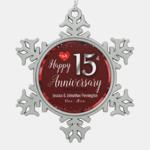 15周年結婚を迎える スノーフレークピューターオーナメント