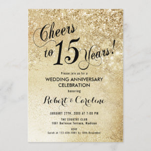 15周年結婚記念日のゴールド 招待状