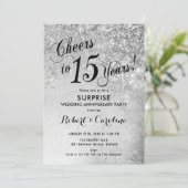 15周年結婚記念日のサプライズ - シルバー 招待状 (スタンド正面)