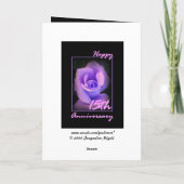 15周年結婚記念日カード 紫のローズバッド カード (裏面)
