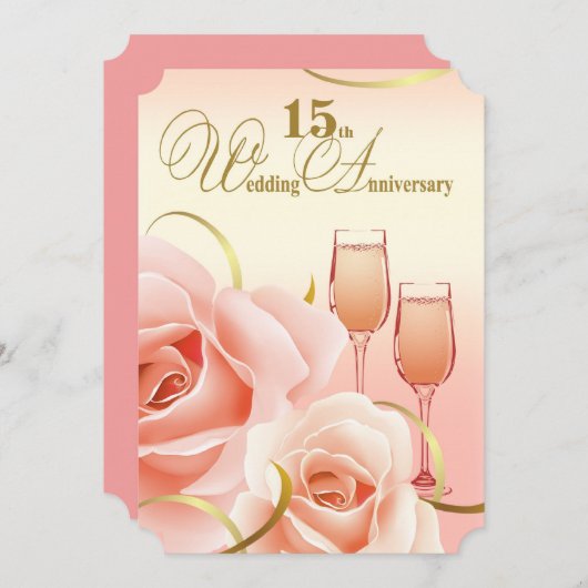 15周年結婚記念日パーティー招待状 招待状 (正面/裏面)