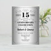 15周年結婚記念日パーティー - シルバー ブラック 招待状 (スタンド正面)