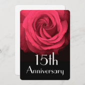 15周年結婚記念日ルビーレッドローズA02D 招待状 (正面/裏面)