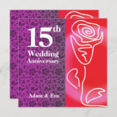 15周年結婚記念日招待状 ローズ 招待状 (正面/裏面)