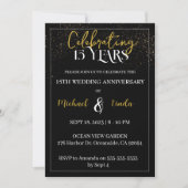 15周年結婚記念日 ブラックゴールド カップル 招待状 (正面)