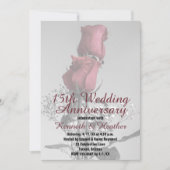 15周年結婚記念日 二本の赤いバラの写真 招待状 (正面)