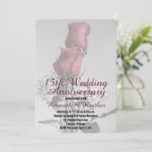 15周年結婚記念日 二本の赤いバラの写真 招待状 (スタンド正面)