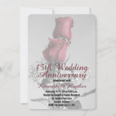 15周年結婚記念日 二本の赤いバラの写真 招待状 (正面)