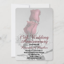 15周年結婚記念日 二本の赤いバラの写真 招待状