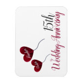 15周年結婚赤いハート風船 マグネット (縦)