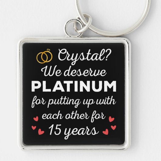 15周年結婚I - Crystal おもしろい Coule キーホルダー (正面)