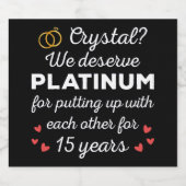 15周年結婚I - Crystal おもしろい Coule スパークリングワインラベル (シングルラベル)