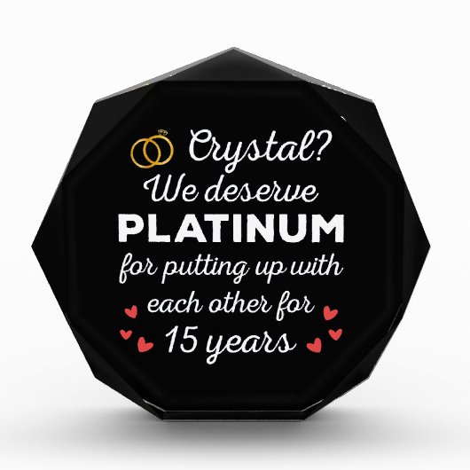 15周年結婚I - Crystal おもしろい Coule フォトブロック (正面)