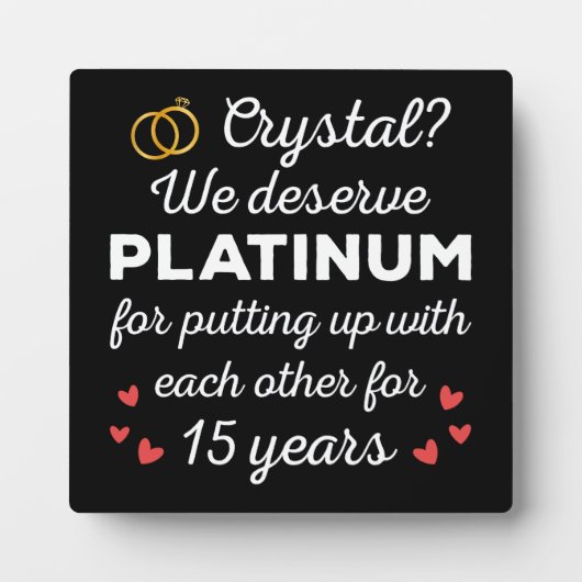 15周年結婚I - Crystal おもしろい Coule フォトプラーク (正面)