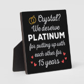 15周年結婚I - Crystal おもしろい Coule フォトプラーク (正面)