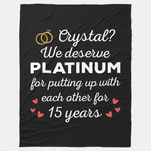 15周年結婚I - Crystal おもしろい Coule フリースブランケット (正面)