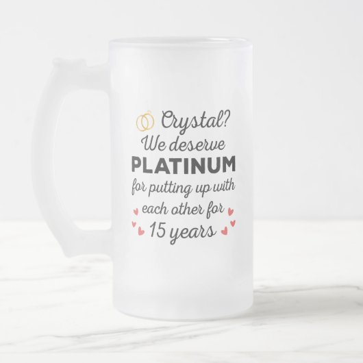 15周年結婚I - Crystal おもしろい Coule フロストグラスビールジョッキ (左)