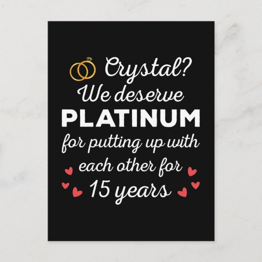 15周年結婚I - Crystal おもしろい Coule ポストカード (正面)