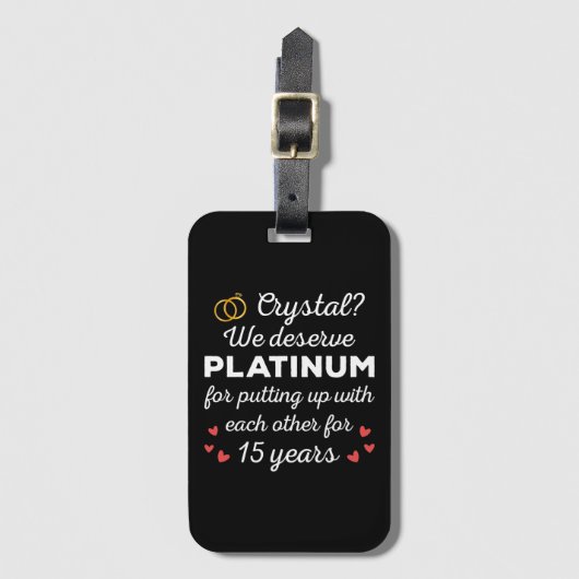 15周年結婚I - Crystal おもしろい Coule ラゲッジタグ (正面縦)