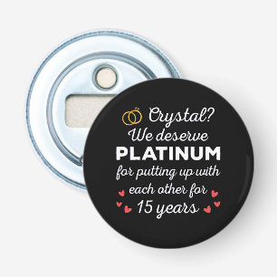 15周年結婚I - Crystal おもしろい Coule 栓抜き