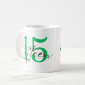 15周年記念のカスタマイズ コーヒーマグカップ (正面左)